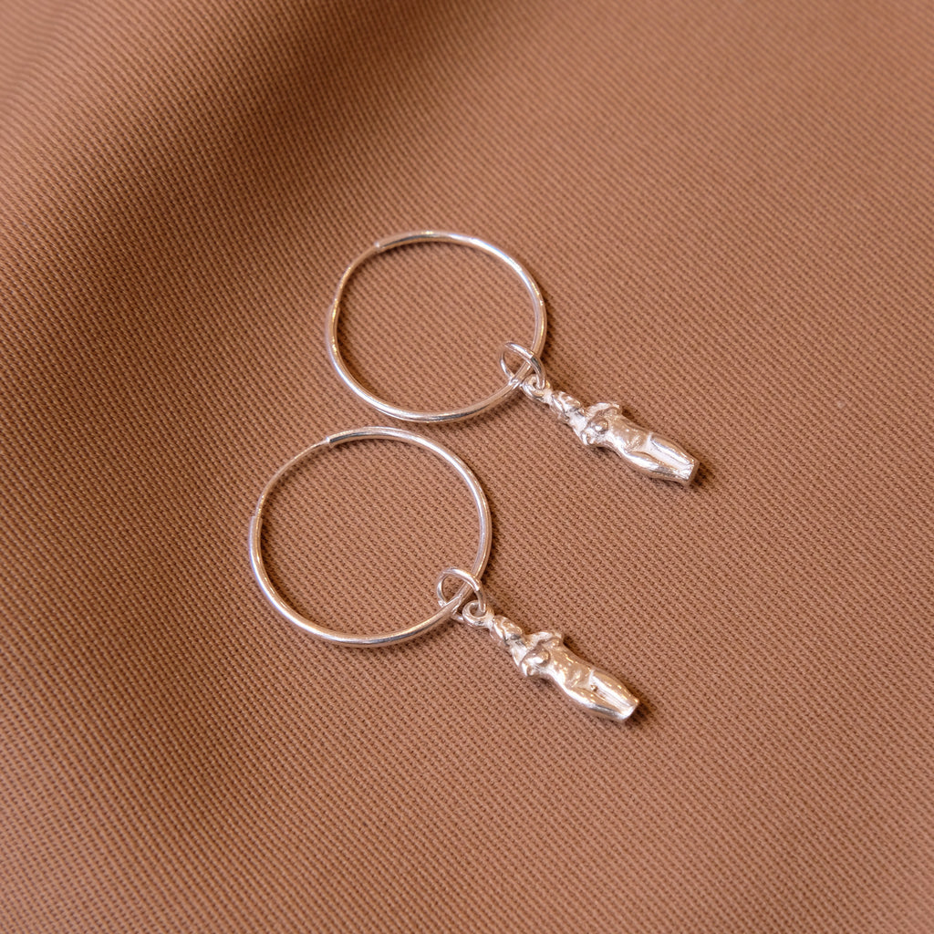 Hoop Earrings with Double Aphrodite Pendant - Sister the brand
