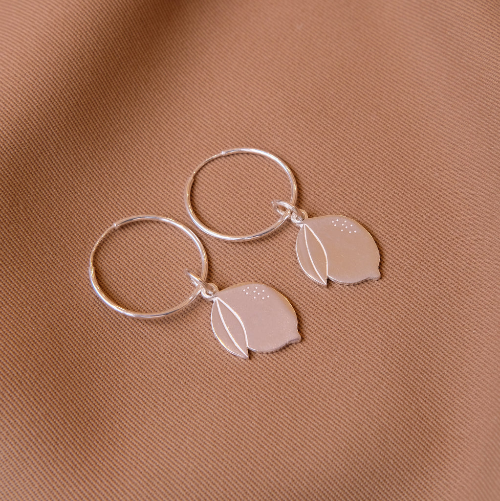 Hoop Earrings with Double Lemon Pendant - Silver - Sister the brand