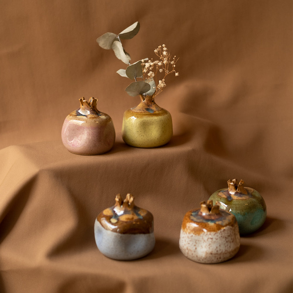 Lilac and Brown Ceramic Pomegranate - Sister the brand