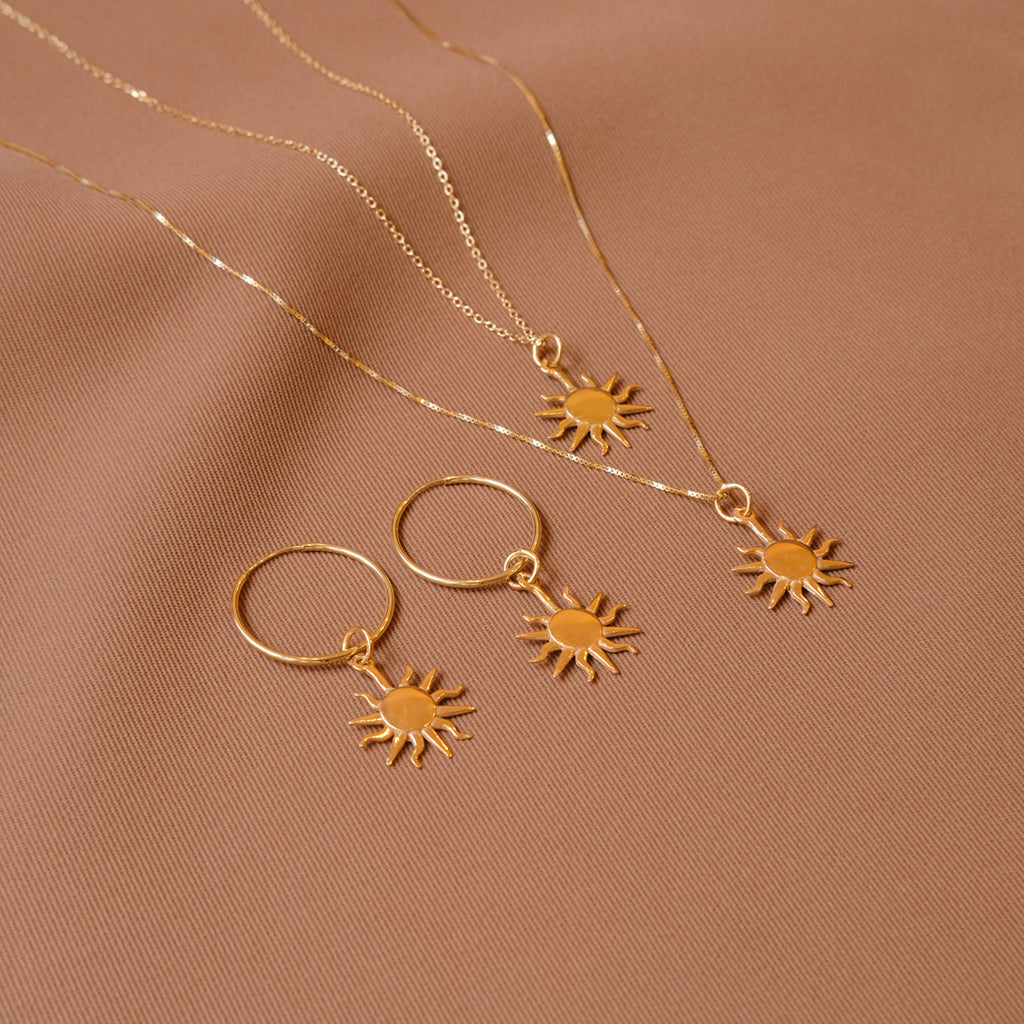 NANDI X SISTER Single Sun Pendant Hoop Earrings - Sister the brand
