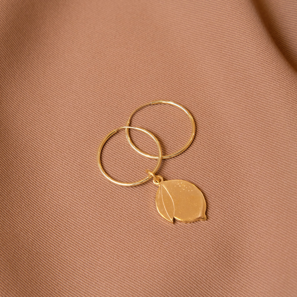 Hoop Earrings with Lemon Pendant - Gold-Plated Silver - Sister the brand