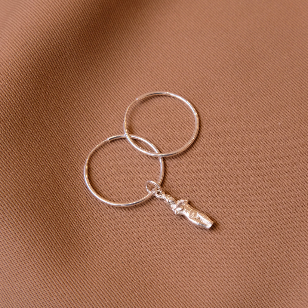 Silver Hoop Earrings with Aphrodite Pendant - Sister the brand