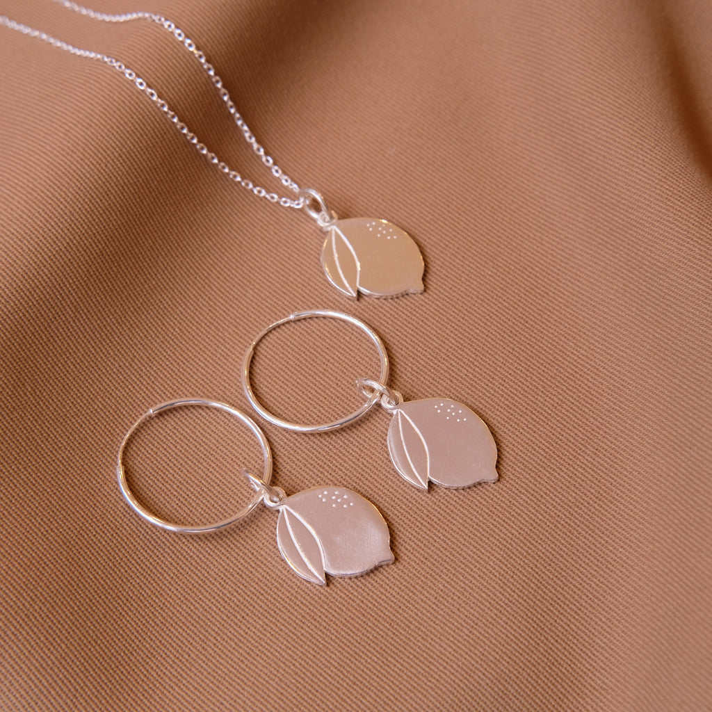 Hoop Earrings with Double Lemon Pendant - Silver - Sister the brand