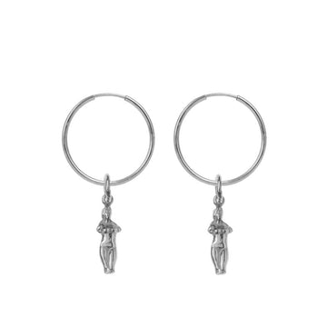 Hoop Earrings with Double Aphrodite Pendant - Sister the brand