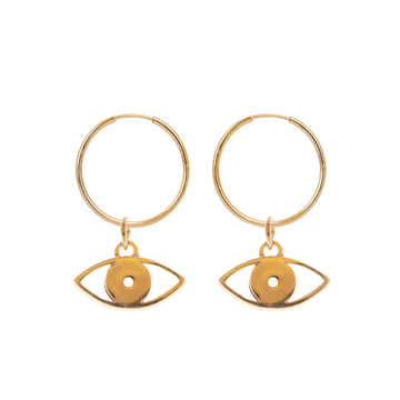 Hoop Earrings with double Evil Eye Pendant - Sister the brand