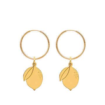 Hoop Earrings with Double Lemon Pendant - Gold-Plated Silver - Sister the brand