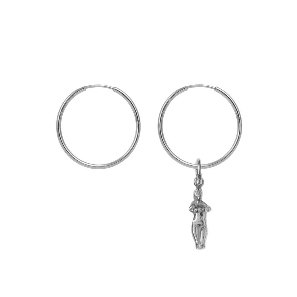 Silver Hoop Earrings with Aphrodite Pendant - Sister the brand