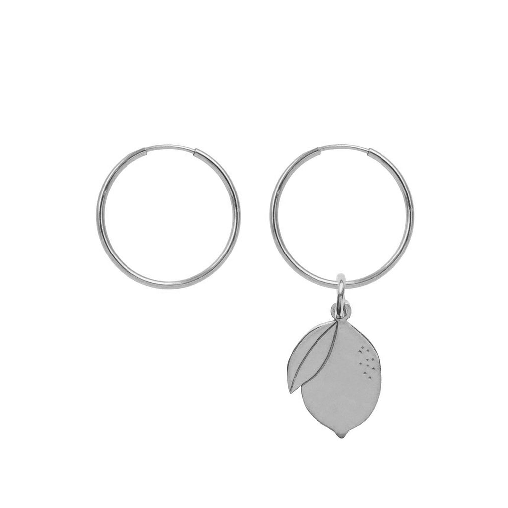 Hoop Earrings with Lemon Pendant - Silver - Sister the brand