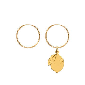Hoop Earrings with Lemon Pendant - Gold-Plated Silver - Sister the brand
