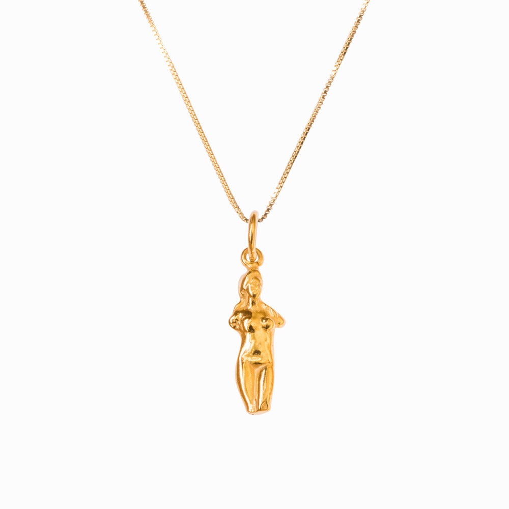 Aphrodite Pendant & Necklace - Gold-Plated Silver - Large