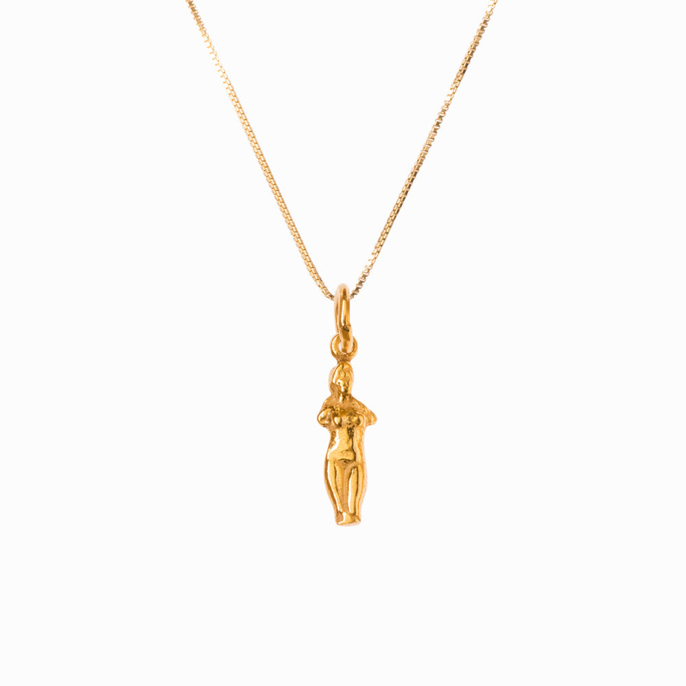 Aphrodite Gold Necklace - Handmade Greek Goddess - 24k Gold Plated Pendant - 925 Sterling Silver - Layered Jewelry - Venus - Small
