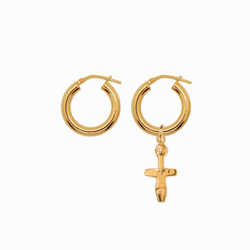Chunky Hoop Earrings with Fertility Pendant - Gold-Plated Silver - Sister the brand