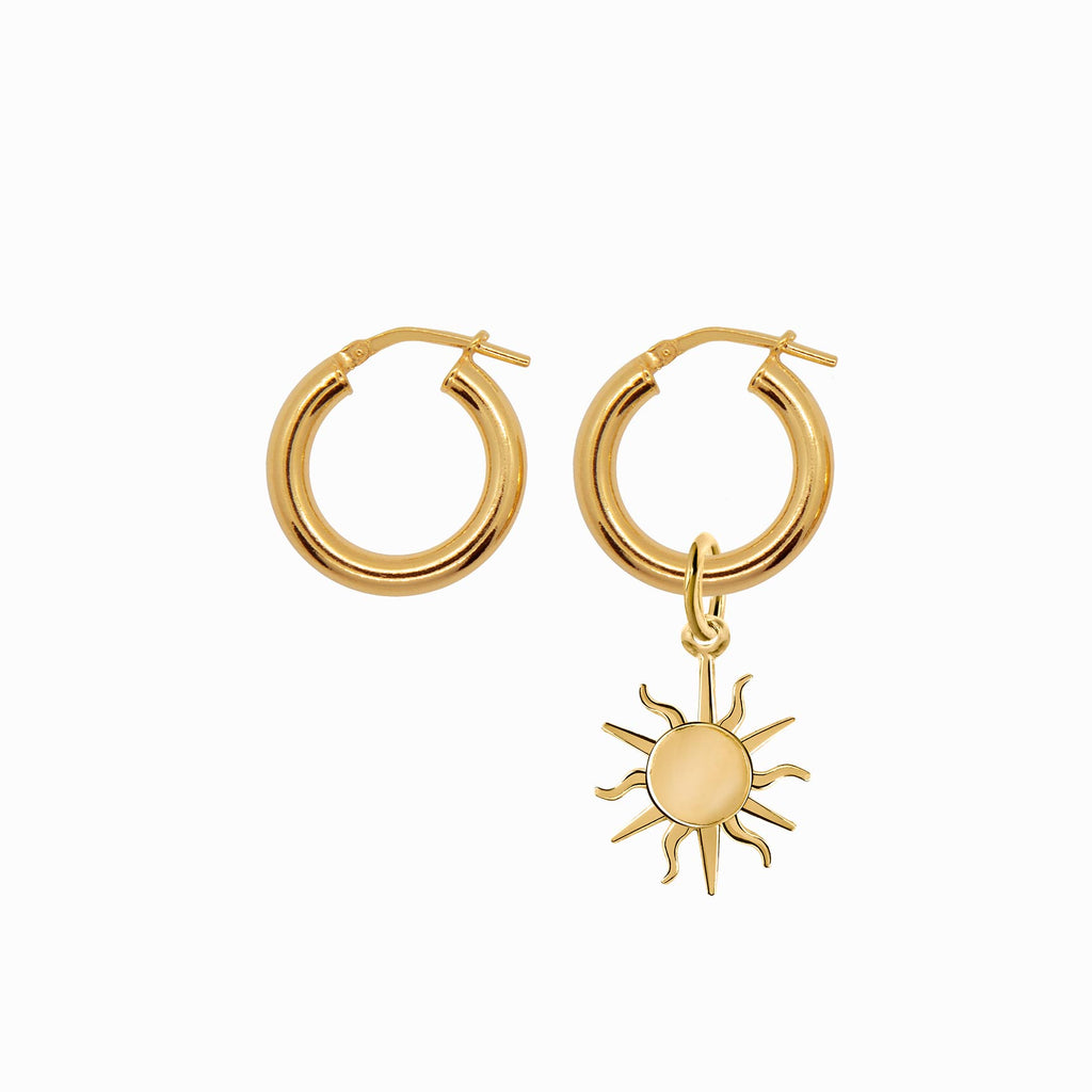 NANDI X Sister Chunky Hoop Earrings with Sun Pendant - Gold-Plated Silver - Sister the brand