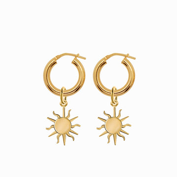 NANDI X Sister Chunky Hoop Earrings with Double Sun Pendant - Gold-Plated Silver - Sister the brand