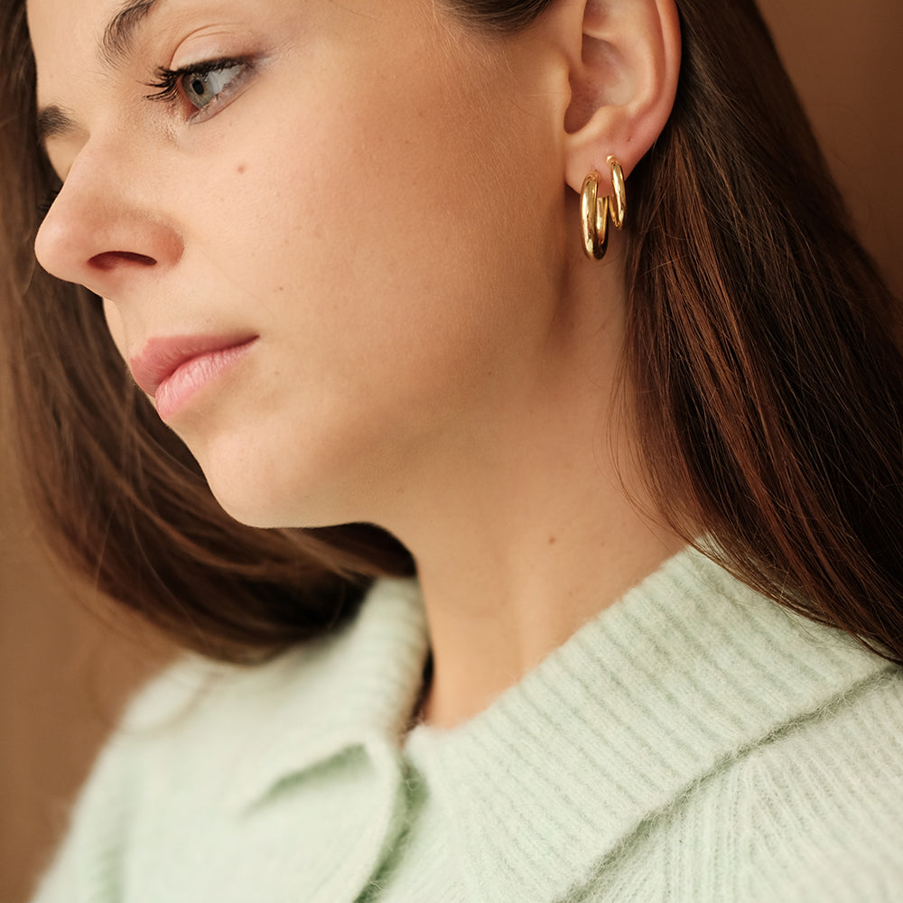 Chunky Hoop Earrings - Large - Gold-Plated Silver - Sister the brand