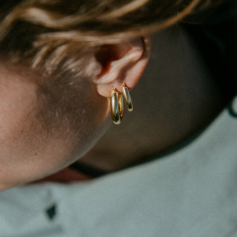 Chunky Hoop Earrings - Small - Gold-Plated Silver - Sister the brand