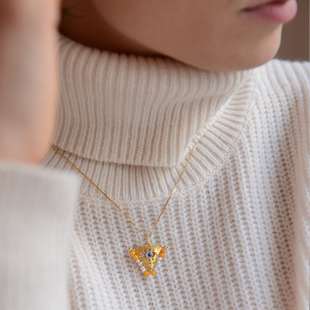 AMAYA White Pearl Eye Pendant - Mama - Sister the brand