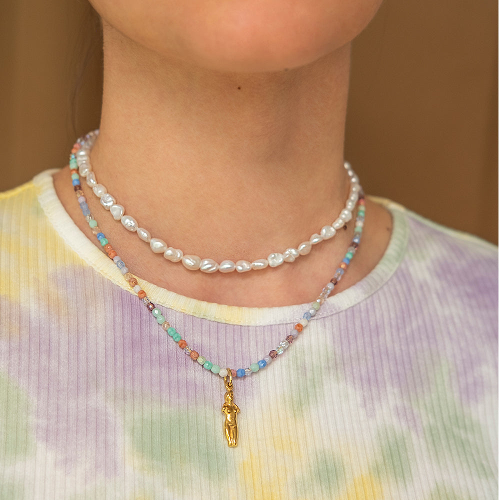 Rainbow Glass Beaded Necklace - Sister the brand