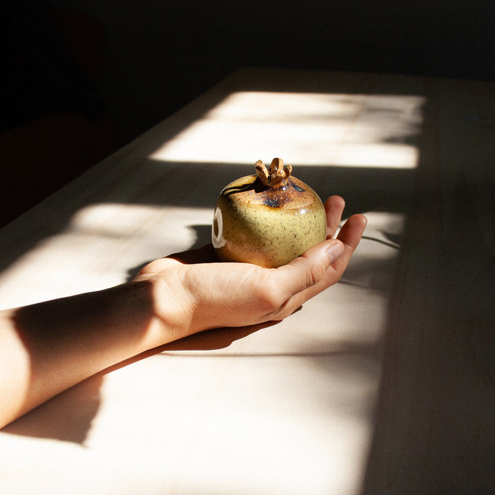 Yellow and Brown Ceramic Pomegranate - Sister the brand