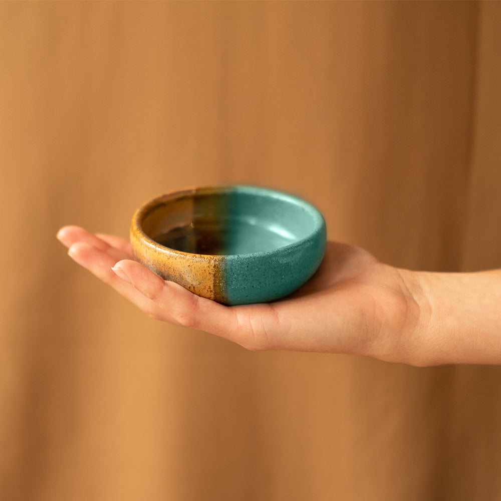 Turquoise and brown ceramic dip bowl - Sister the brand