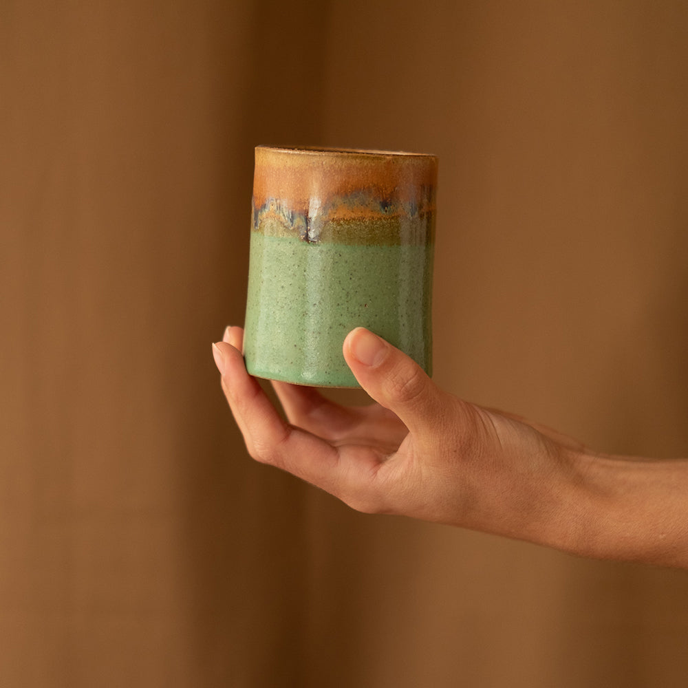 Green and Brown Ceramic Tumbler - Sister the brand