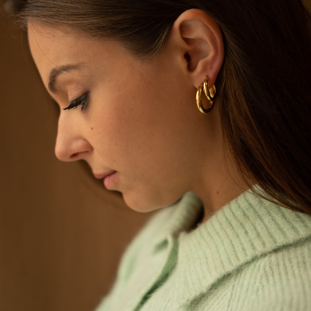 Chunky Hoop Earrings - Small - Gold-Plated Silver - Sister the brand
